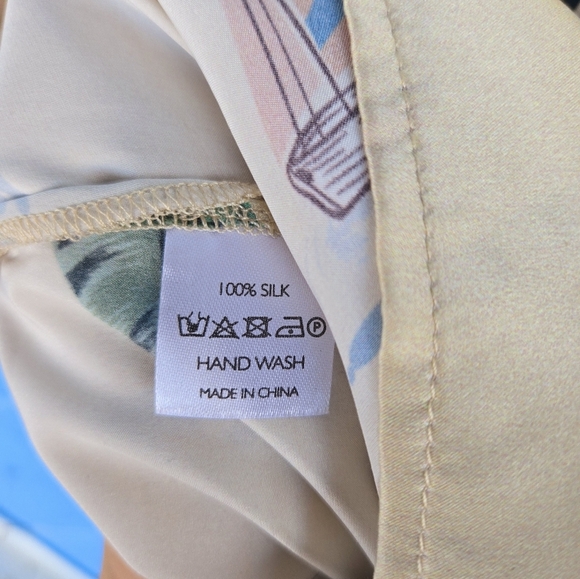 The Games We Play Tropical Print Spaghetti Strap mulletDress 100% Silk Sz Small - Picture 15 of 15